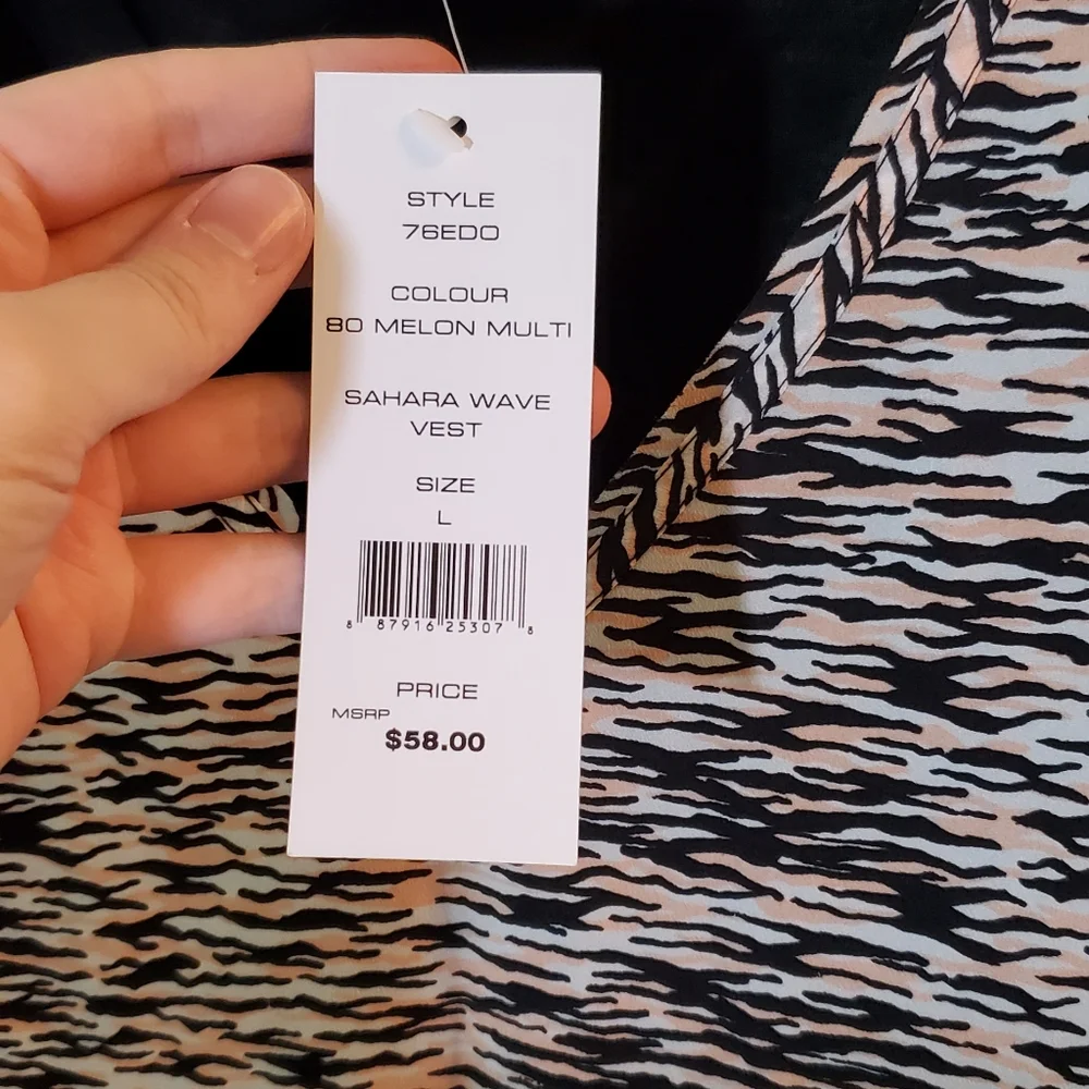 NWT French Connection Sahara Wave Vest Top Melon Multi Abstract Print Large